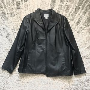 east5th Black Leather Jacket with Zipper